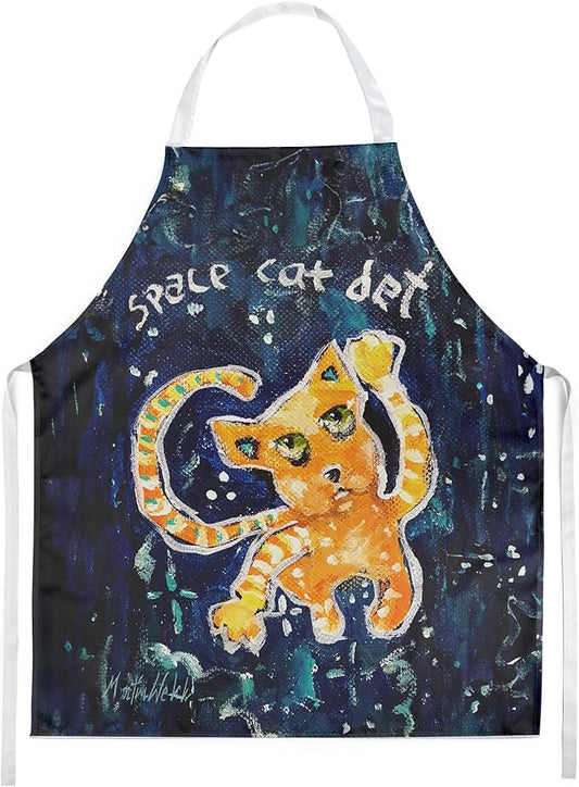 Caroline's Treasures Space Cat Det Cat Apron Cooking Kitchen Server Baking Crafts Gardening for Adult Women Men, Unisex, Large, Multicolor