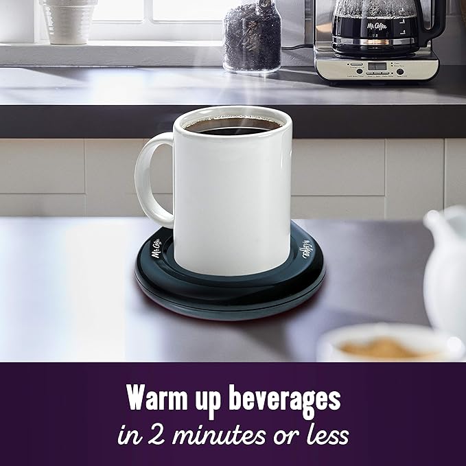 Mr. Coffee Mug Warmer for Coffee and Tea Portable Cup Warmer for Travel Office Desks and Home Black, Gifts-for Teachers,(Pack of 6)