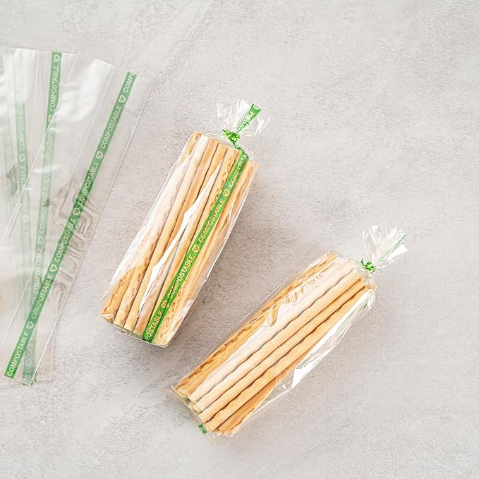 Resturantware Plastic Gusset Bags 100 Count 2" x 2" x 8 1/4" Wicker Dispensing Bottom Gusset Clear Plastic Bags Heat Sealable For Sourdough Bread Cookies Pastries Rolls For Home Bakers And Bakeries