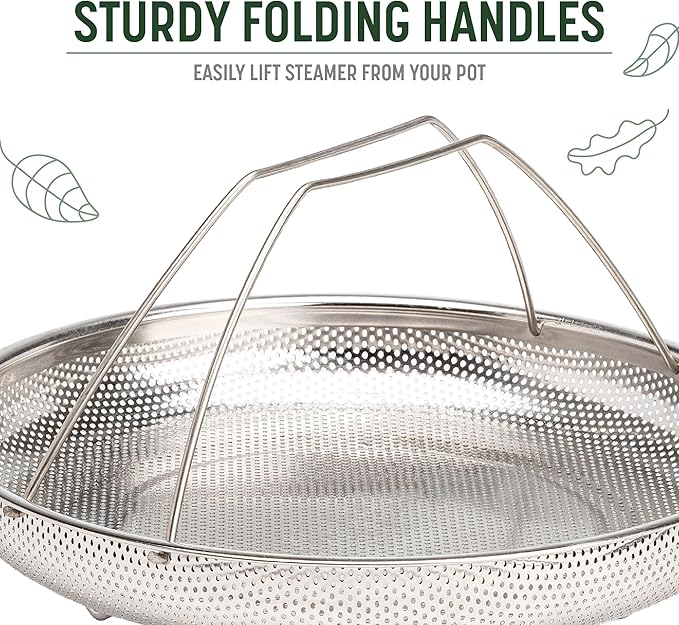 Goodful All-In-One Pan Steamer Basket, Premium Stainless Steel Construction, Dishwasher Safe, Perfect for Steaming Vegetables, Full Handle for Easy Use