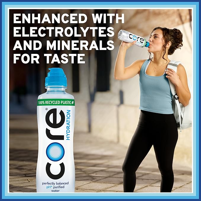 Core Hydration Perfectly Balanced Water, 23.9 fl oz Sport Cap bottle (Pack of 24)