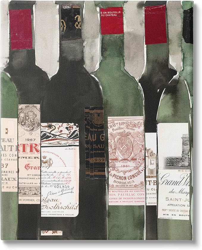 Stupell Industries Vintage Style Green Labeled Liquor Wine Bottles, Design by Samuel Dixon