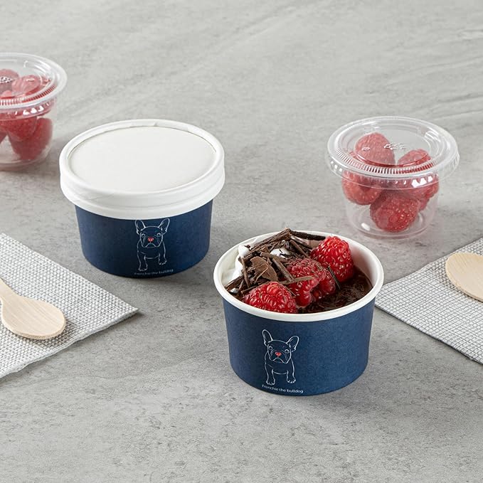 Restaurantware Blue 200 Count To Go Cup Disposable 3 x 3 x 1.8 Inches Paper Mini Cup Grease-Resistant Cup Recyclable Durable Design, Lids Sold Separately