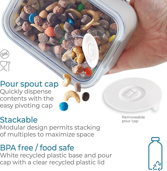 iDesign Small Airtight Kitchen Canister with Removable Pour Cap - Set of 2 - White