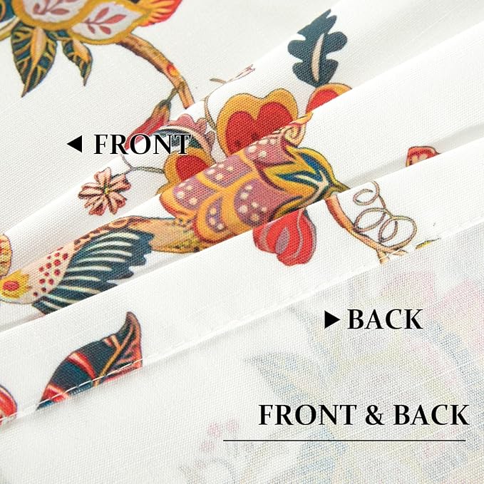 Leeva Floral Linen Valances for Kitchen Windows – Light Filtering Short Window Curtain with Rod Pocket Design, Decorative Valance for Farmhouse or Cafe, 60" W x 18" L