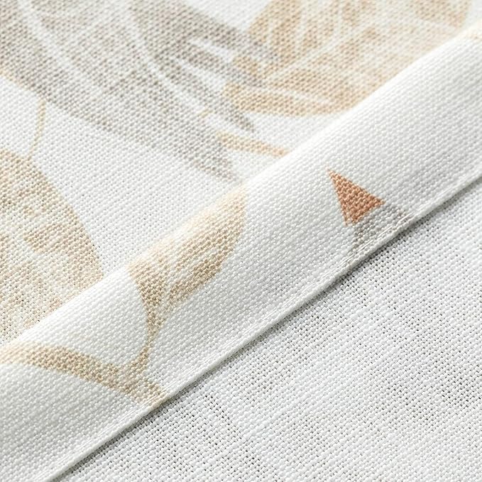 VOGOL Light Filtering Curtains, Rod Pocket Elegant Natural Window Treatments, Birds & Leaves Pattern Printed Panels for Living Room Bedroom Nursery, Set of 2, 42 x 45, Beige