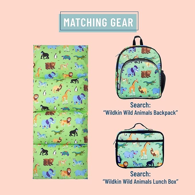 Wildkin Kids Pillowcase Lounger Cover – Travel-Friendly Sleepover Lounger, Fits Standard Pillows (Pillows Not Included), Soft Cotton Blend, Fun Patterns for Boys & Girls - Wild Animals