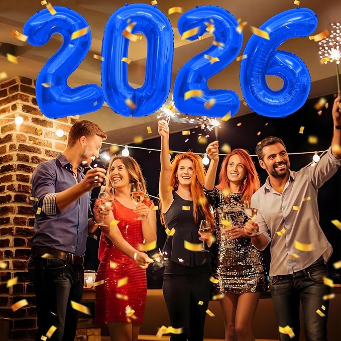 2026 Balloons, 2026 Number Balloons, 40 Inch Large Foil Graduation Balloon 2026 Numbers for Graduation Decorations Class of 2026, Birthday, Anniversary, New Year Eve Party Decorations, Navy Blue