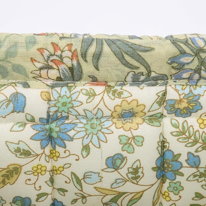 Quilted Fabric Storage Basket Floral Baby Diaper Caddy Quilted Basket for Nursery Bedroom Car Storage