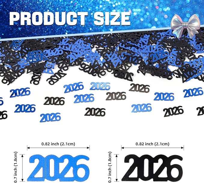 Black and Blue 2026 Confetti Graduation Table Centerpiece Grad Confetti for 2026 Graduation Party Decorations Supplies
