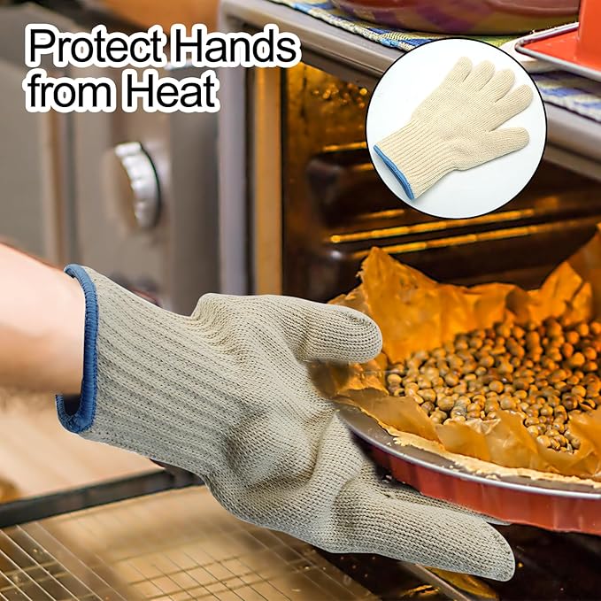 Luomorgo 1 Pair Heat Resistant Gloves, 480°C / 896°F Oven Gloves Oven Mitts, Hot Food Gloves for BBQ, Grilling, Baking, Cooking