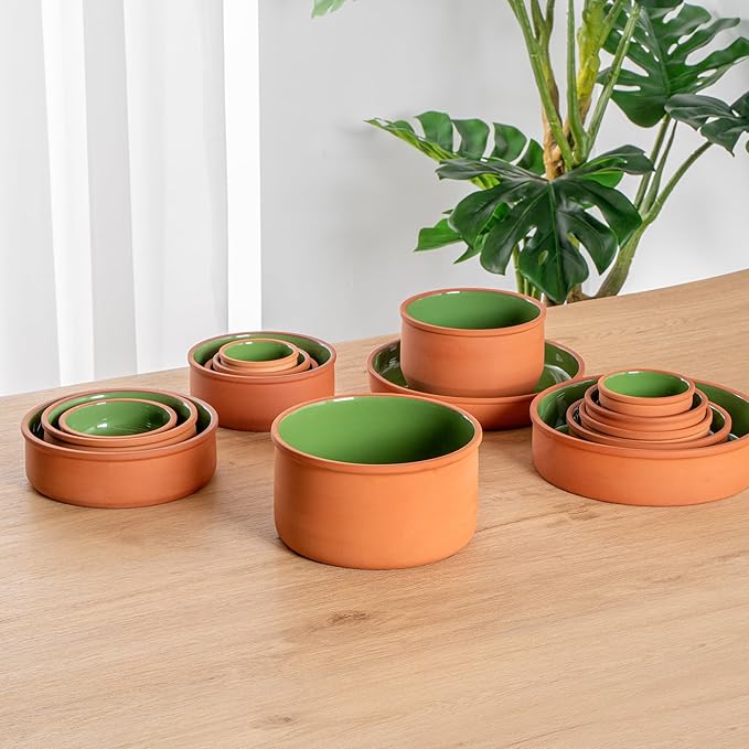 Restaurantware Terracotta Cazuela Bowls 2 Pack of 68 oz Durable Rustic Serving Dish Glazed Oven-Safe Bowl Freezer-Safe Tapas Dish Microwave-Safe Dishwasher-Safe