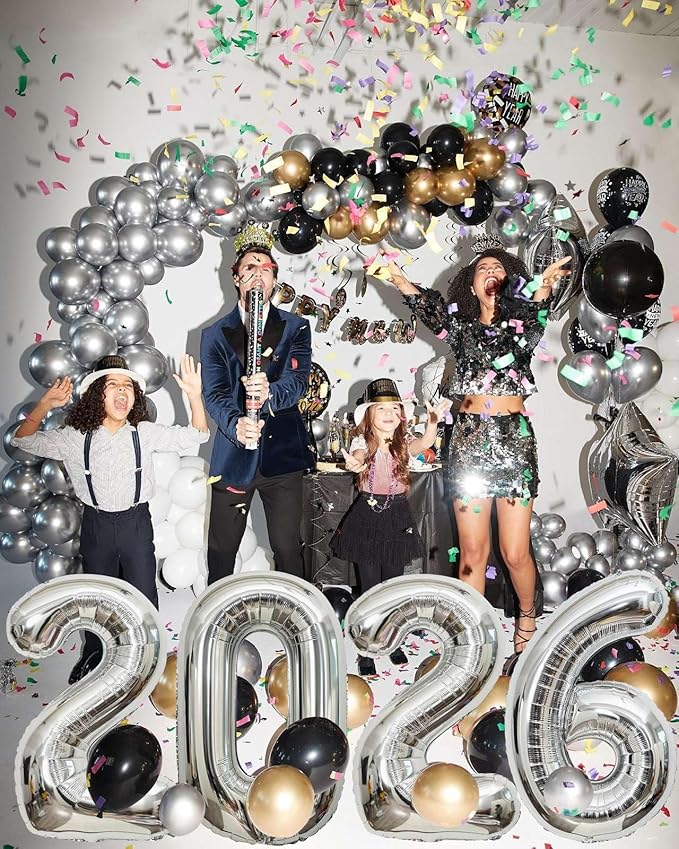 Silver 2026 Balloons, Gaint 40 Inch Silver 2026 Number Balloons,40 Inch 2026 Balloons for New Year Eve Party Supplies 2026, New Years Decorations 2026, Christmas, Graduations Decorations