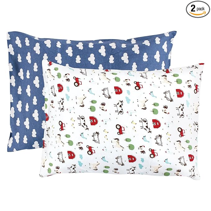 Hudson Baby Unisex Baby and Toddler Cotton Toddler Pillow Case, Boy Farm Animals, One Size