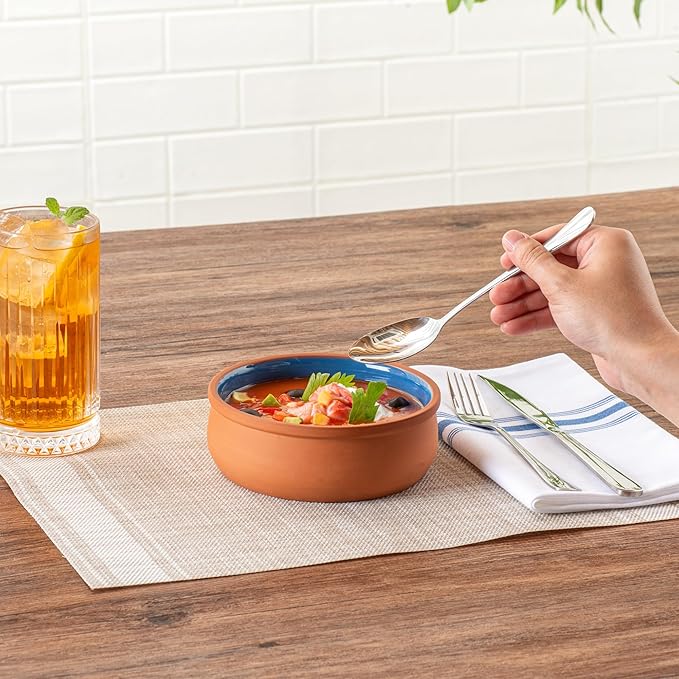 Restaurantware Terracotta Cazuela Bowls 2 Pack of 17 oz Durable Rustic Serving Dish Glazed Oven-Safe Bowl Freezer-Safe Tapas Dish Microwave-Safe Dishwasher-Safe