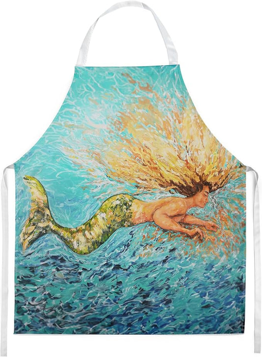 Caroline's Treasures Mermaid After Your Heart Apron Cooking Kitchen Server Baking Crafts Gardening for Adult Women Men, Unisex, Large, Multicolor
