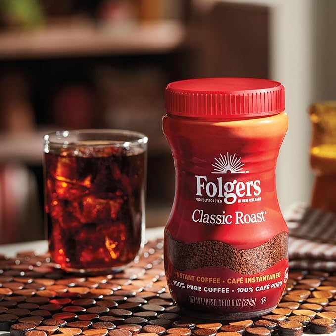 Folgers Classic Roast Instant Coffee, 12 Oz. Jar (Pack of 6)