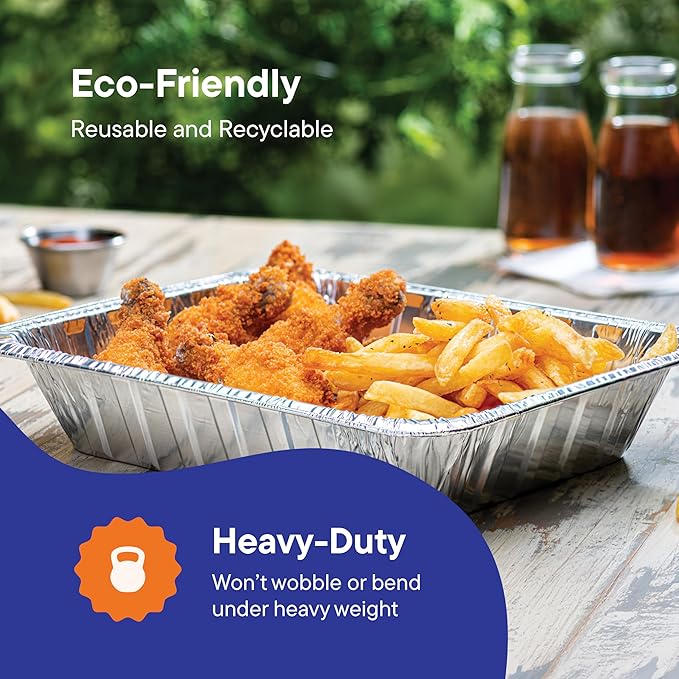 Aluminum Pans 9x13 Disposable Aluminum Foil Pans with Lids [10-Sets] Large Baking Pan Trays - Heavy Duty Tin Tray & Lid - Half Size Chafing Dishes for Roasting, Cooking, Heating or Steam