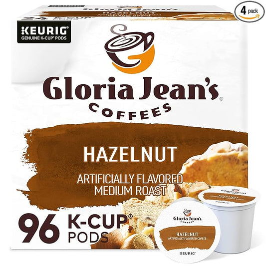 Gloria Jean's Coffees Hazelnut, Single-Serve Keurig K-Cup Pods, Flavored Medium Roast Coffee, 96 Count