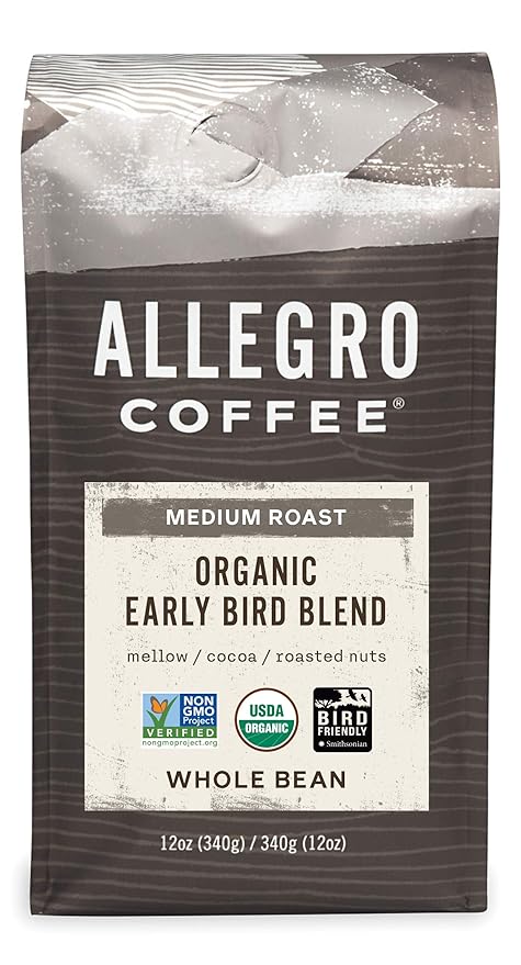 Allegro Coffee Organic Early Bird Blend Whole Bean Coffee, 12 oz