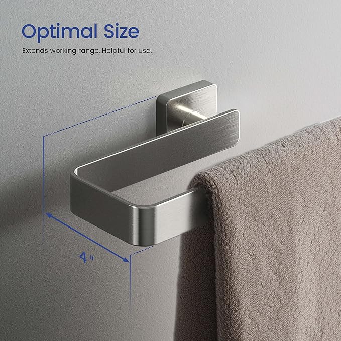 KIBI Blaze 10-Inch Bathroom Towel Bar – Solid Brass, Wall Mounted Hand Towel Holder, Sleek Modern Design, Rust-Resistant, Perfect for Bathroom, Vanity & Kitchen Sink Area (Brushed Nickel) (KBA16)