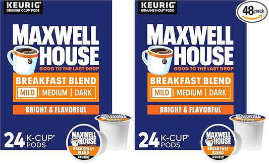 Maxwell House Breakfast Blend Light Roast K-Cup® Coffee Pods,. Box,(Pack of 48)