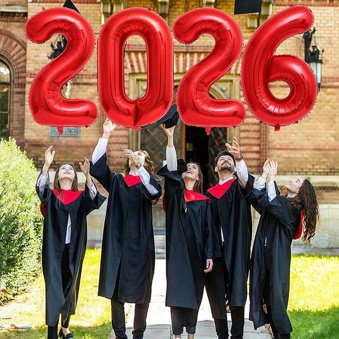 Red 2026 Balloons, 40 Inch 2026 Number Balloon Foil New Year Balloon Numbers for New Years Eve Party Graduation Party Decoration