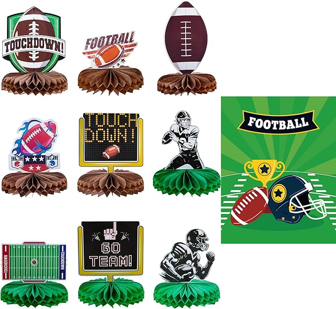 Football Party Decorations for Super Game Bowl 2026 - Game Day Honeycomb for Table Centerpiece | Football Party Decorations Favors Supplies Indoor Outdoor - Holiday Birthday Party Decor for Table Home