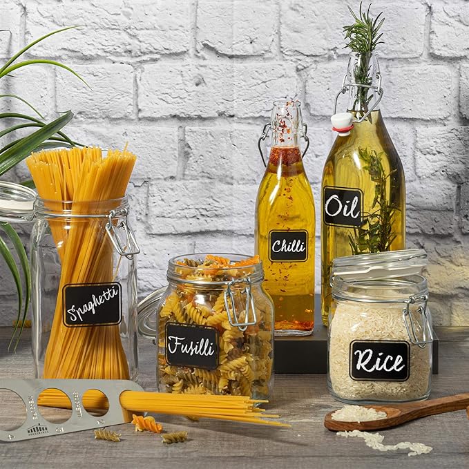 Bormioli Rocco Fido Airtight Vase with Chalkboard Label, Glass, L 1, Small