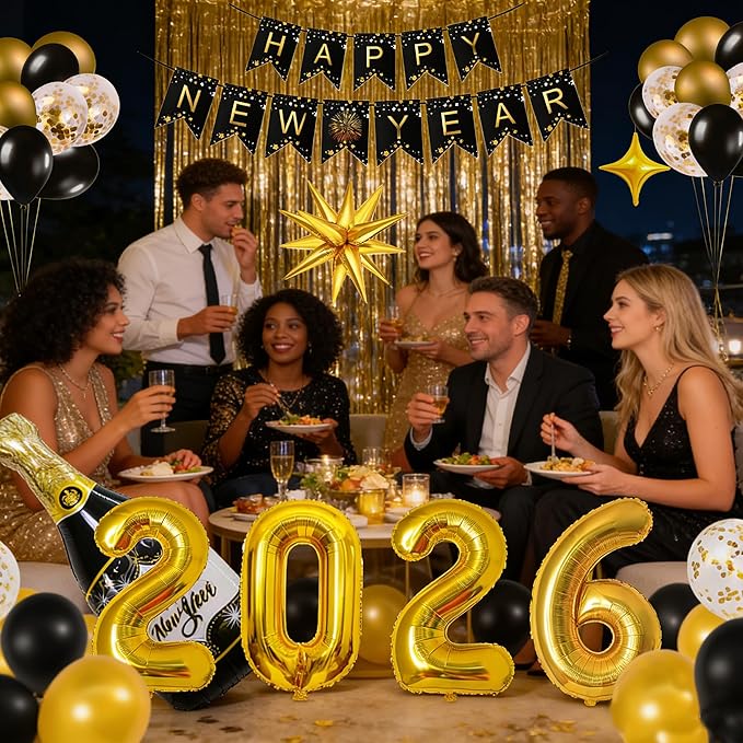 Balloon Decorations Party Supplies 2026 DIY Gold Foil Party Backdrop Kit NYE Decorations for party decorations designed