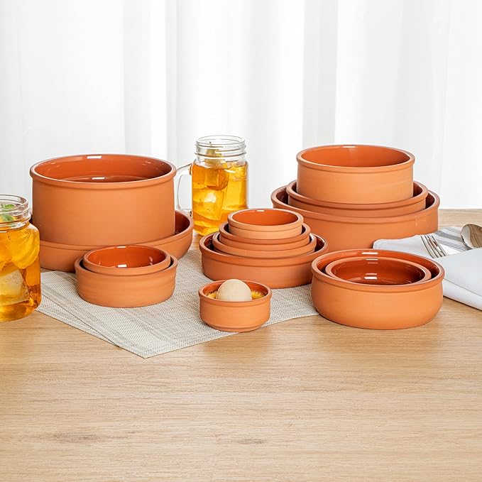 Restaurantware Terracotta Cazuela Bowls 2 Pack of 3 oz Durable Rustic Serving Dish Glazed Oven-Safe Bowl Freezer-Safe Tapas Dish Microwave-Safe Dishwasher-Safe
