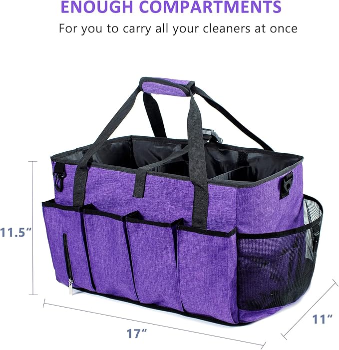 XL Professional Cleaning Caddy for Cleaning Suppliers, 17" Wearable Cleaing Bag for Housekeepers, Cleaning Organizer, Detailing Bag