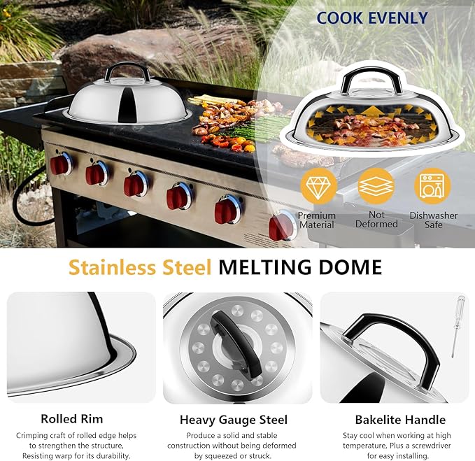 18Pcs Griddle Accessories Kit for Blackstone, Joyfair Flattop Grilling Accessory Set with Smash Burger Press, Stainless Steel Spatula Tools with Basting Cover for Outdoor BBQ Cooking (PP Handles)