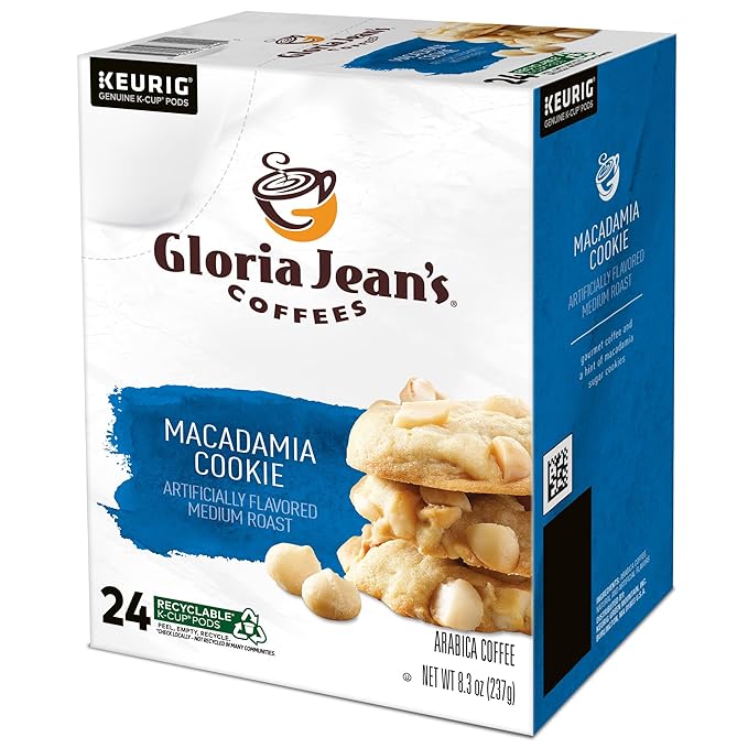 Gloria Jean's Macadamia Cookie Keurig Single-Serve K-Cup Pods, Medium Roast Coffee, 96 Count