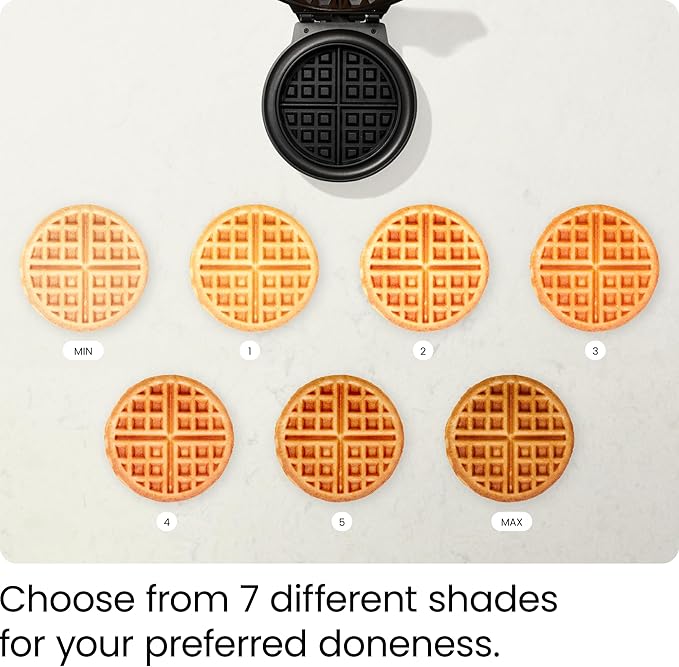 Chefman Anti-Overflow Belgian Waffle Maker w/Shade Selector, Stainless Steel, Temperature Control, Mess Free Moat, Round Nonstick Iron Plate, Cool Touch Handle, Measuring Cup Included