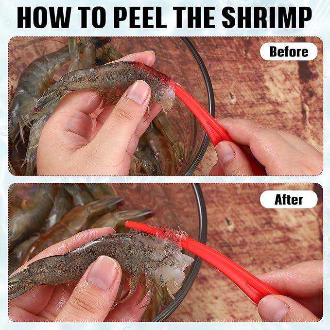 Gisafai 6 Pcs Shrimp Peeler Plastic Deveiner Cleaner Tool for Kitchen Shrimp Deveining Peel Tool, 10.2 Inch(Red)