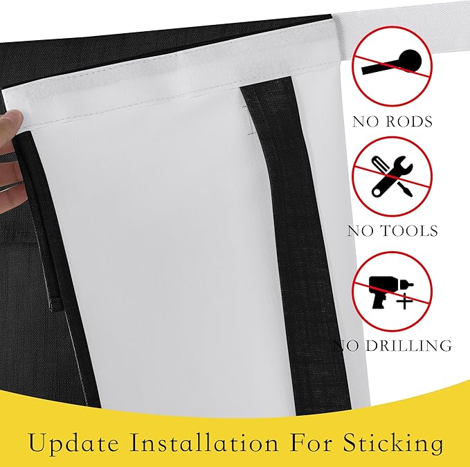 NICETOWN 100% Blackout Door Curtains, Thermal Insulated Tie Up Shades for Front Door Sidelight, Energy Saving Short Curtains for Bedroom Living Room, Black, 1 Panel, 26 x 50 inche Long
