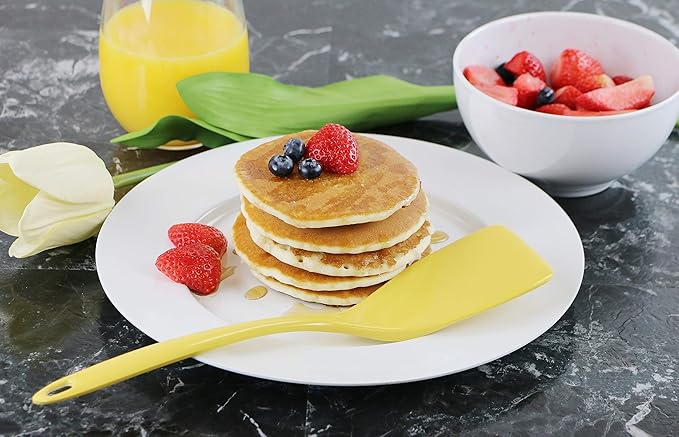 Reston Lloyd 100% Melamine Kitchen Utensil Set, Non Scratching Ladle, Spoon, Slotted Spoon & Spatula, Easy To Hold, Set of 4, Lemon