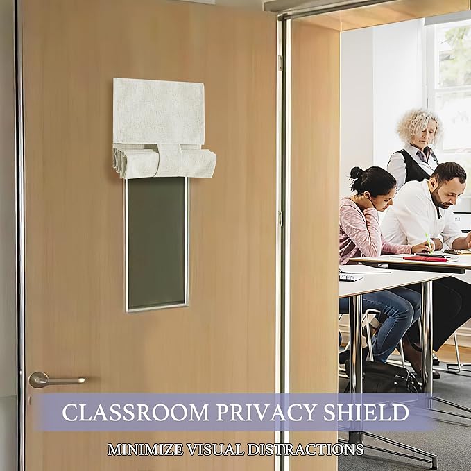 RYB HOME Classroom Door Window Cover, 100% Blackout Shades for Classroom Windows and Doors Cover Lockdown Shades Blocks Views, W 8 x L 36 inch, Linen, 1 Panel
