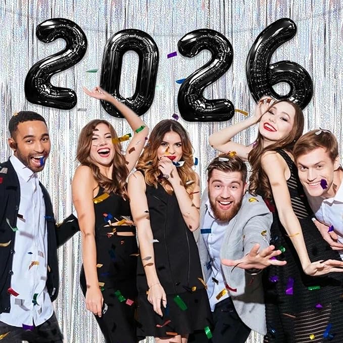 16 Inch 2026 Balloons Black, Number Balloons 16 Inch, New Years Balloons for 2026 New Years Graduation Decorations Home Office Decoration