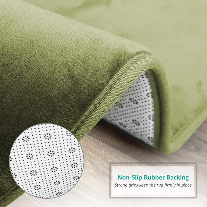 Clara Clark Bathroom Rugs, Velvet Memory Foam Bath Mat, Non-Slip, Machine Washable Bath Rugs - Dries Quickly, Ultra Soft Plush Bath Mats for Bathroom, 20 x 32, Sage Green