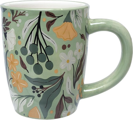 Boston International Ceramic Coffee Mug Classic Tea Cup for Hot Beverages Drinkware, 14-Ounces, Autumn Acorn