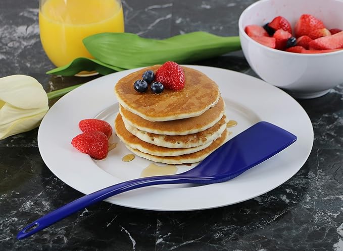 Reston Lloyd 100% Melamine Kitchen Utensil Set, Non Scratching Ladle, Spoon, Slotted Spoon & Spatula, Easy To Hold, Set of 4, Indigo