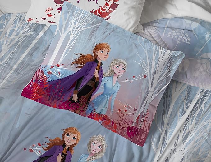 Disney Frozen 2 Forest Spirit 5 Piece Twin Bed Set - Includes Reversible Comforter & Sheet Set - Bedding Features Elsa & Anna - Super Soft Fade Resistant Microfiber - (Official Disney Product)