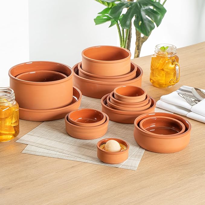 Restaurantware Terracotta Cazuela Bowls 2 Pack of 3 oz Durable Rustic Serving Dish Glazed Oven-Safe Bowl Freezer-Safe Tapas Dish Microwave-Safe Dishwasher-Safe