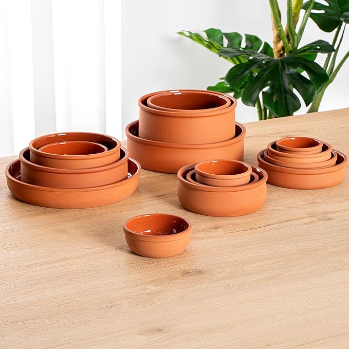 Restaurantware Terracotta Cazuela Bowls 2 Pack of 5 oz Durable Rustic Serving Dish Glazed Oven-Safe Bowl Freezer-Safe Tapas Dish Microwave-Safe Dishwasher-Safe
