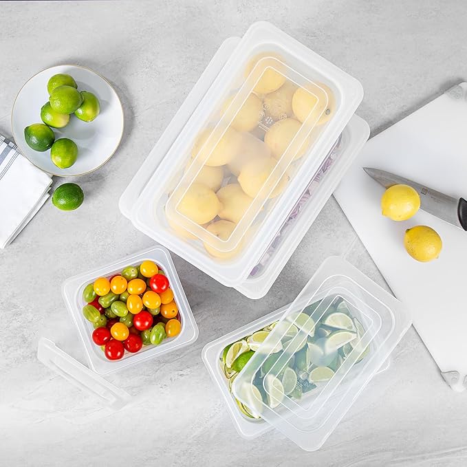 Restaurantware Food Storage Containers 4-Piece with Labels Airtight Seal Food Storage Lids Microwave-Safe Polypropylene Container Translucent