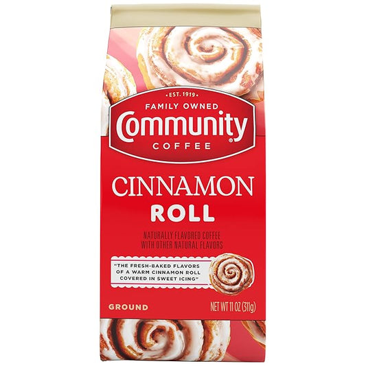 Community Coffee Cinnamon Roll Flavored Ground Coffee, Natural Ingredients, 11 Ounce (Pack of 1)