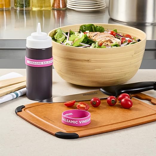 Restaurantware Silicone Squeeze Bottle Band 10 Count 2.75 Inch Dishwasher Safe Condiment Identification Band, Balsamic Vinegar Purple Non-Slip Band for Condiment Labeling at Restaurants, Food Trucks