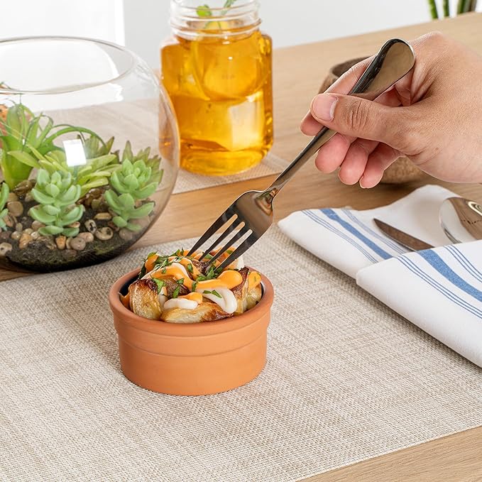 Restaurantware-Terra Tek 5.1 Ounce Terracotta Cazuelas, 2 Blue Glazed Clay Pots For Cooking - Oven-Ready, Microwavable, Terracotta Serving Pots, Dishwashable, For Cooking And Serving